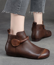 Load image into Gallery viewer, Retro Soft Splicing Ankle Boots Coffee Cowhide Leather