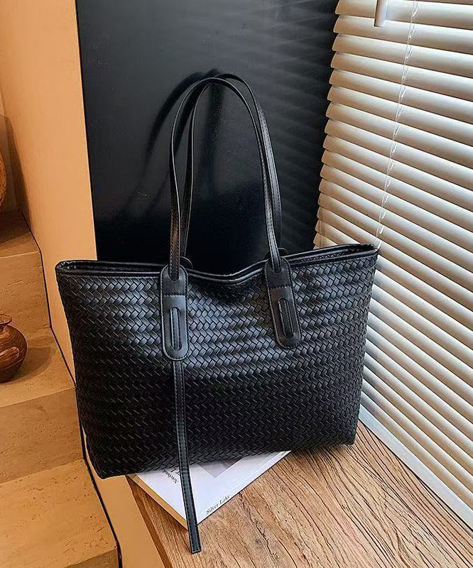 Retro Weave Design Large Capacity Faux Leather Women Handbags