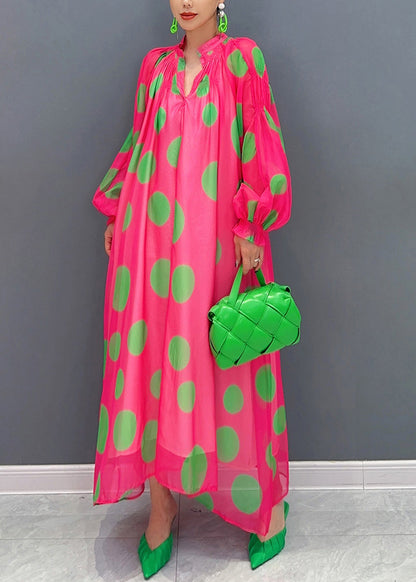 Romantic Art Theme Red Dot Chiffon Dress Fall