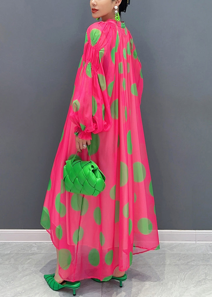 Romantic Art Theme Red Dot Chiffon Dress Fall