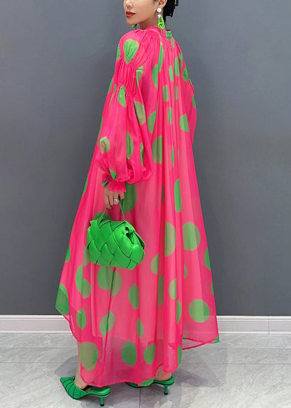 Romantic Art Theme Red Dot Chiffon Dress Fall