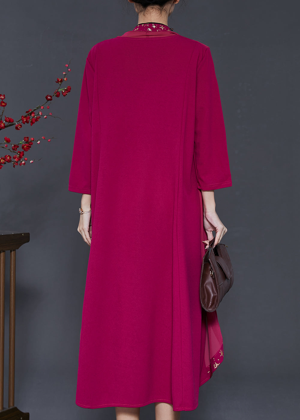 Rose Patchwork Chiffon Holiday Dresses Fake Two Piece Spring