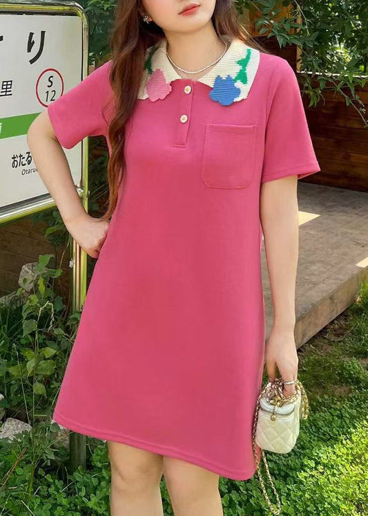 Rose Patchwork Cotton Tea Dress Peter Pan Collar Summer