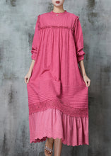 Load image into Gallery viewer, Rose Patchwork Linen Robe Dresses Ruffled Wrinkled Spring