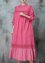 Load image into Gallery viewer, Rose Patchwork Linen Robe Dresses Ruffled Wrinkled Spring