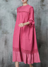Load image into Gallery viewer, Rose Patchwork Linen Robe Dresses Ruffled Wrinkled Spring