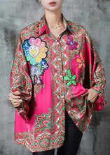 Load image into Gallery viewer, Rose Print Chiffon Tops Oversized Batwing Sleeve
