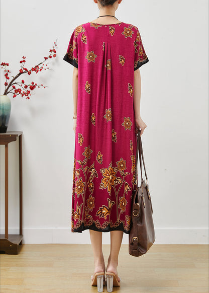 Rose Print Cotton Holiday Dress Oversized Summer