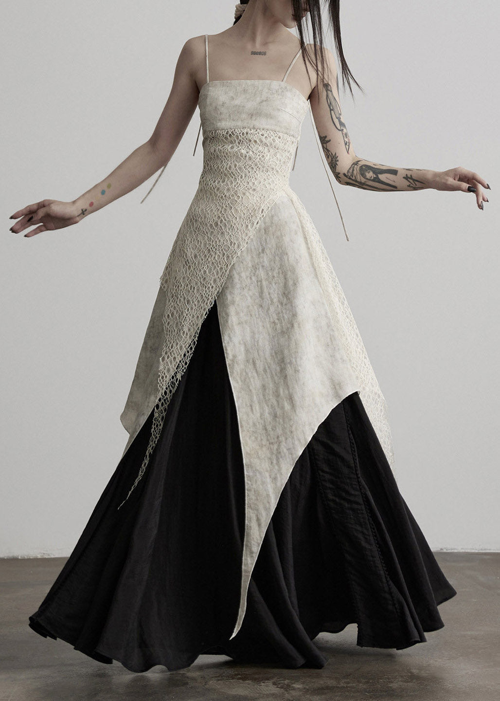 Sexy Apricot Asymmetrical Patchwork Long Spaghetti Strap Dress Summer