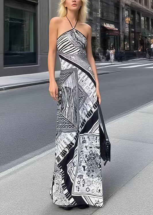 Sexy Backless Print Halter Beach Dresses Summer