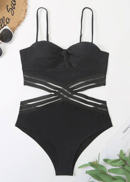Sexy Black Hollow Out Bodysuit Swimwear