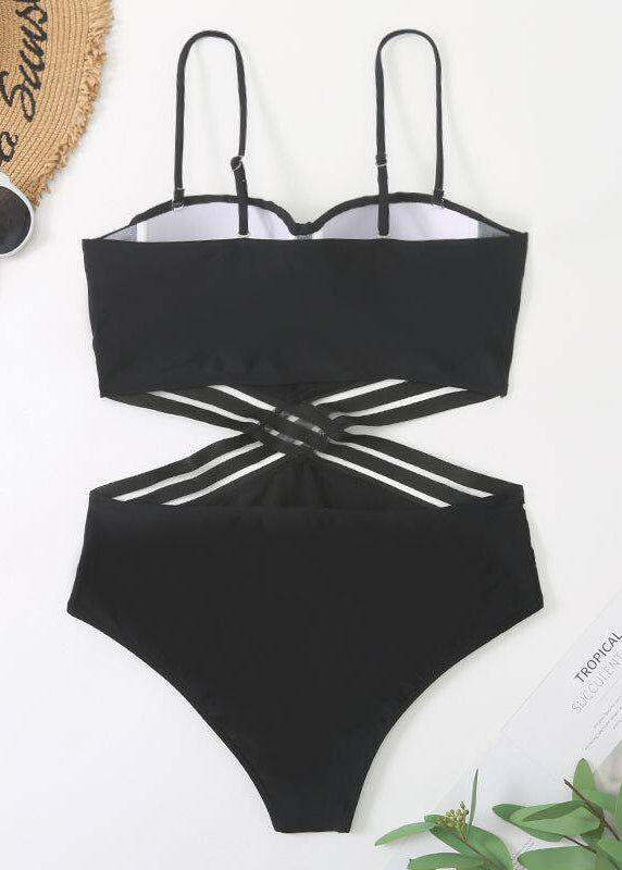 Sexy Black Hollow Out Bodysuit Swimwear