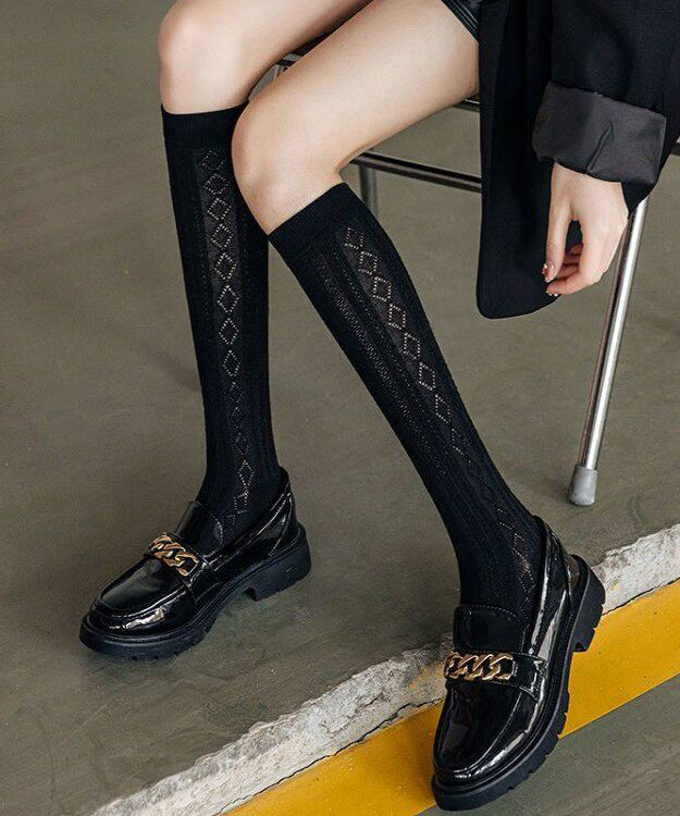 Sexy Black Hollow Thin Sweet Lace Over The Calf Socks