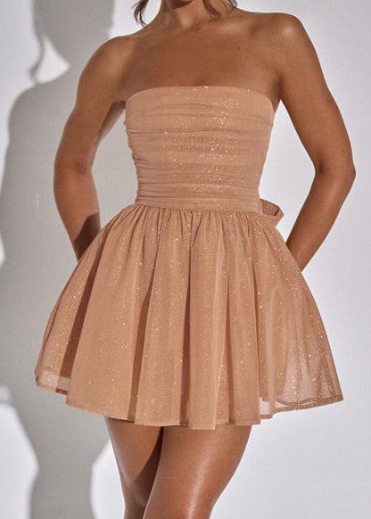 Sexy Black Sequins Wrinkled Patchwork Tulle Strapless Dress