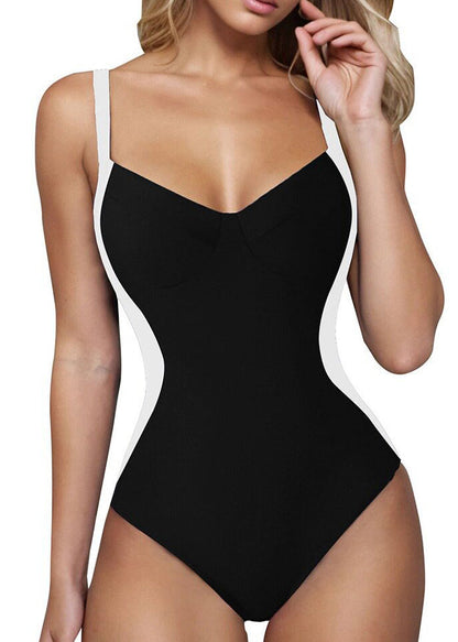 Sexy Black Wave Bikini Bodysuit Swimwear