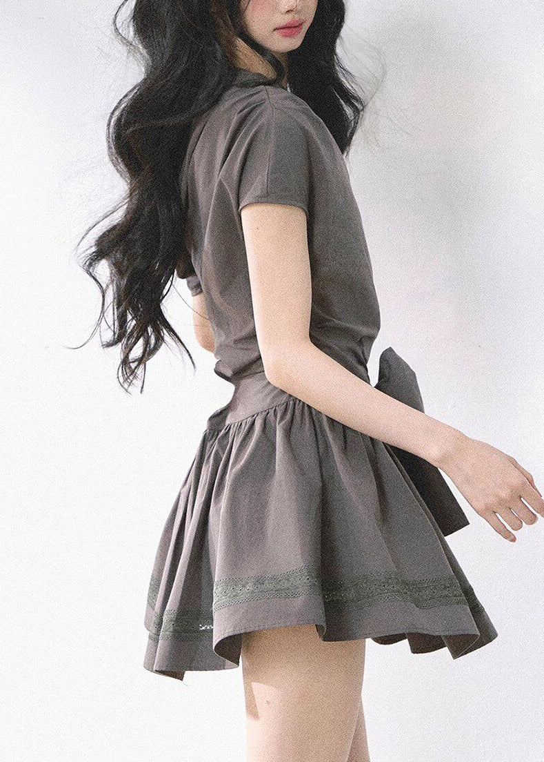 Sexy Dark Grey Asymmetrical One Shoulder Mid Dress Summer