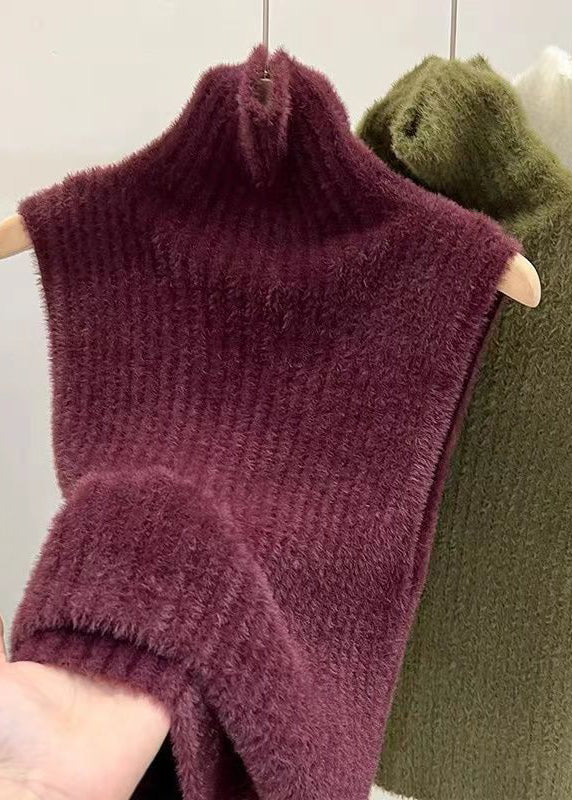 Sexy Mulberry Turtleneck Solid Ma Hai Mao Knit Sweaters Spring