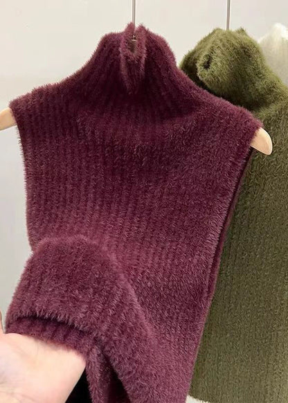 Sexy Mulberry Turtleneck Solid Ma Hai Mao Knit Sweaters Spring