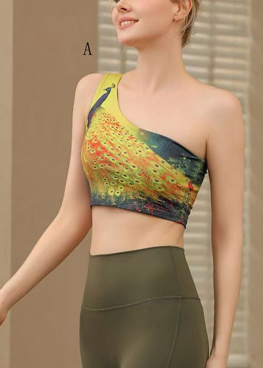 Sexy Print One Shoulder Sports Bra Tank Top
