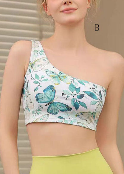 Sexy Print One Shoulder Sports Bra Tank Top