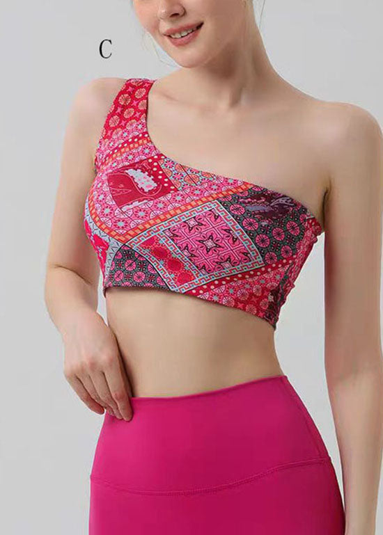 Sexy Print One Shoulder Sports Bra Tank Top