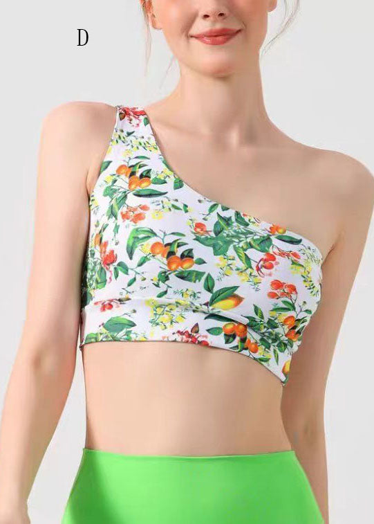 Sexy Print One Shoulder Sports Bra Tank Top