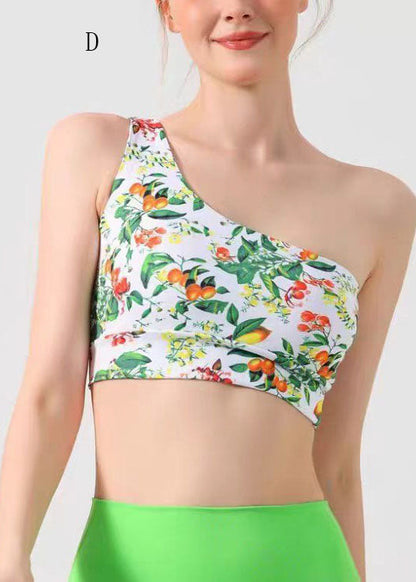 Sexy Print One Shoulder Sports Bra Tank Top