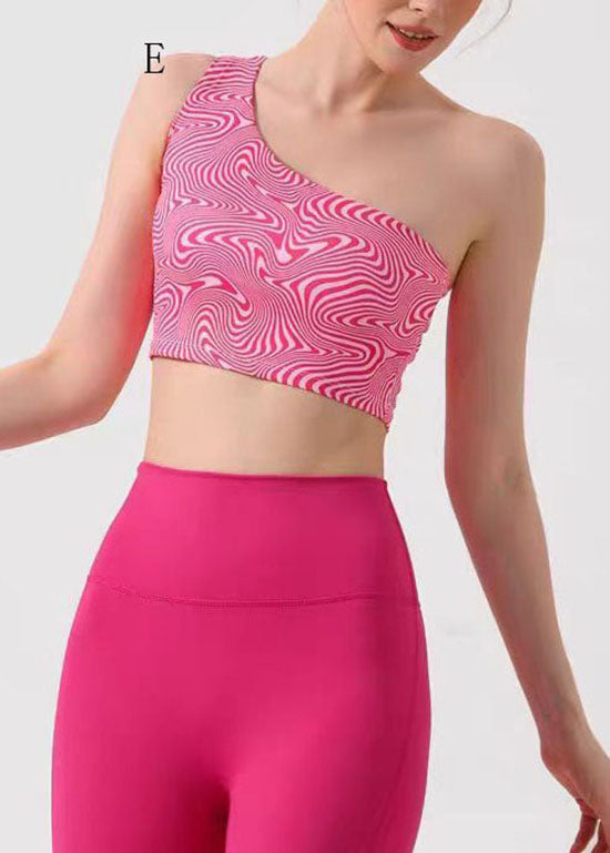 Sexy Print One Shoulder Sports Bra Tank Top