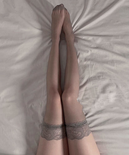 Sexy Purple Lace Sheer Mesh Socks Over The Knee Socks