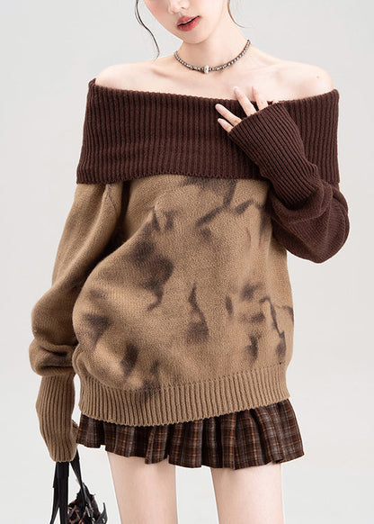 Sexy Red Cold Shoulder Patchwork Knit Sweaters Spring