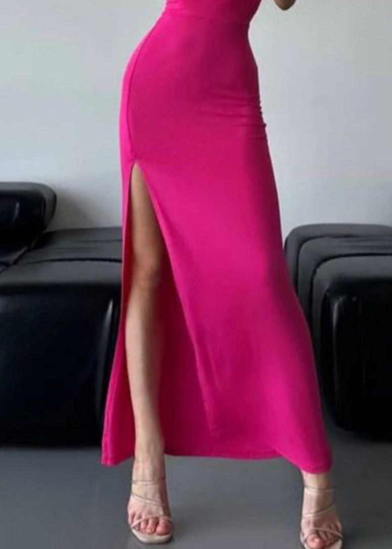 Sexy Rose Lace Up Side Open Cotton Spaghetti Strap Dress Sleeveless