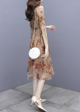Load image into Gallery viewer, Sexy V Neck Print Patchwork Rivet Chiffon Long Dresses Half Sleeve