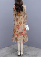 Sexy V Neck Print Patchwork Rivet Chiffon Long Dresses Half Sleeve