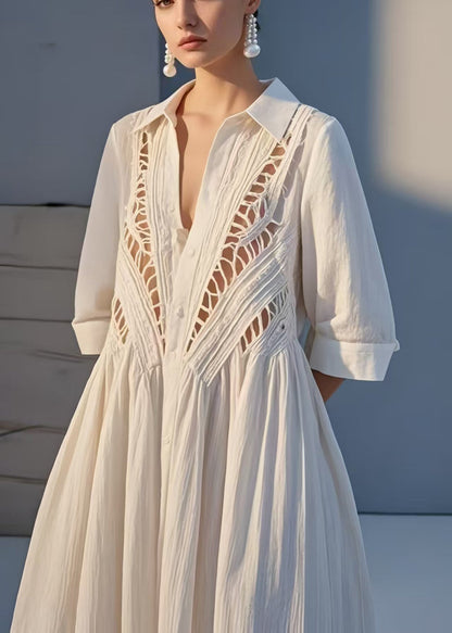 Sexy White Hollow Out Cotton Holiday Dress Summer