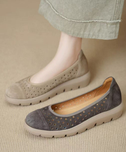 Sheepskin Flat Feet Shoes Hollow Out Flat Shoes For Women