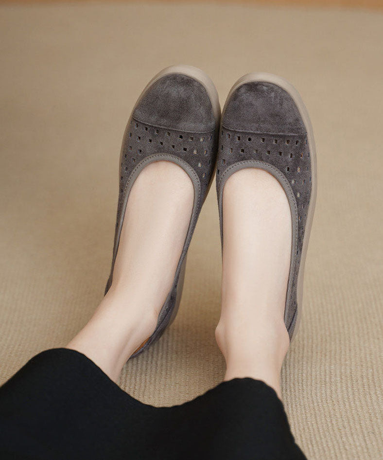Sheepskin Flat Feet Shoes Hollow Out Flat Shoes For Women