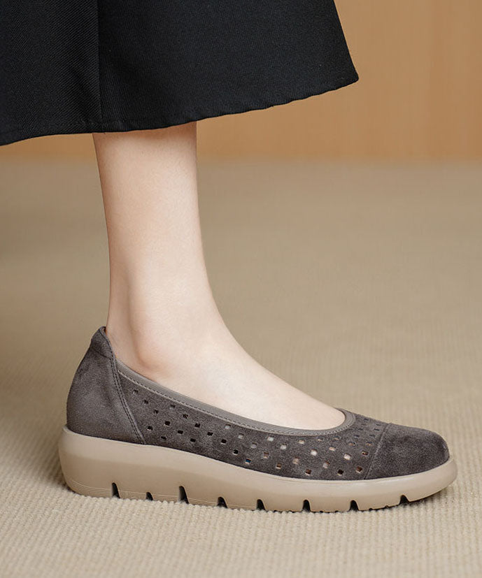 Sheepskin Flat Feet Shoes Hollow Out Flat Shoes For Women