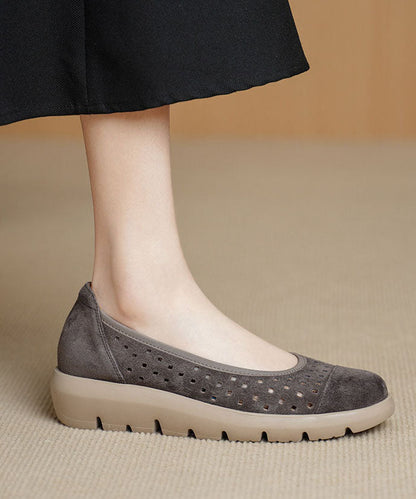 Sheepskin Flat Feet Shoes Hollow Out Flat Shoes For Women