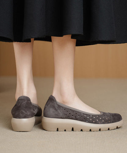 Sheepskin Flat Feet Shoes Hollow Out Flat Shoes For Women