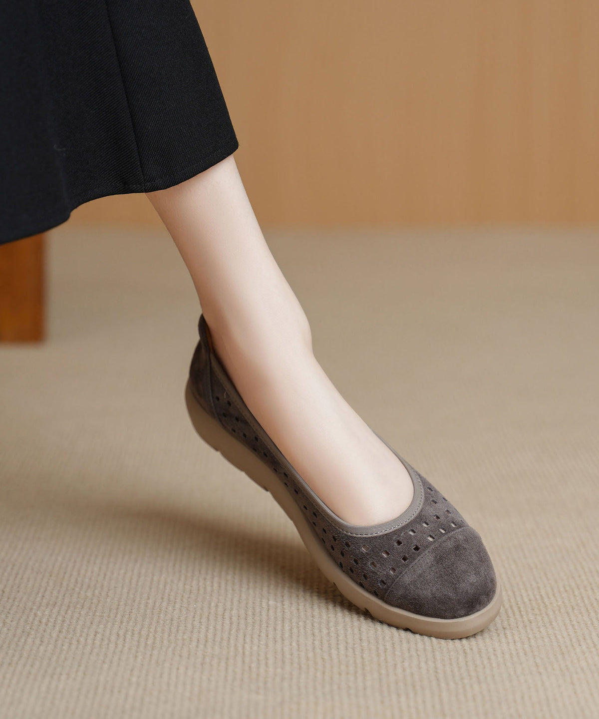 Sheepskin Flat Feet Shoes Hollow Out Flat Shoes For Women