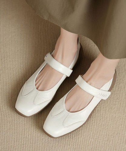Sheepskin Flat Feet Shoes White Buckle Strap Flat Shoes