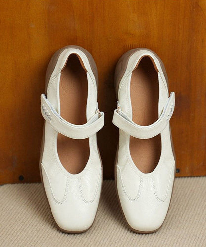 Sheepskin Flat Feet Shoes White Buckle Strap Flat Shoes