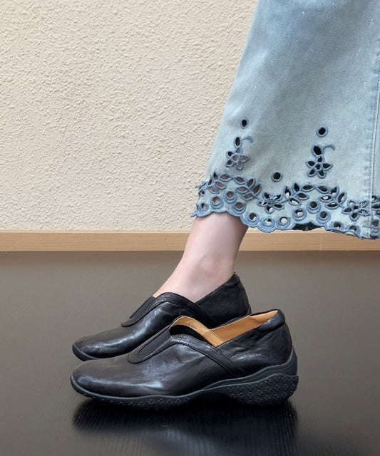 Sheepskin Flat Shoes Comfortable Black Flat Shoes For Women