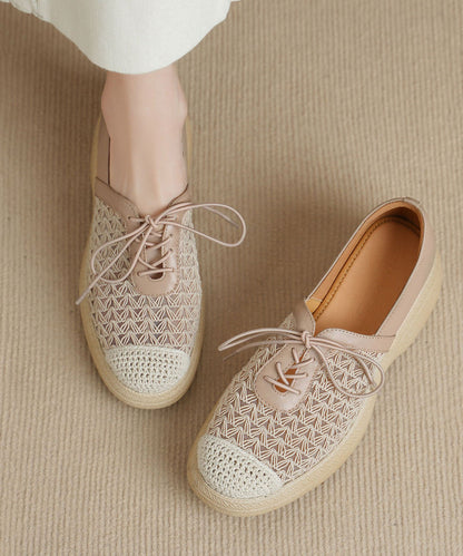 Sheepskin Flat Shoes Splicing Hollow Out Flats