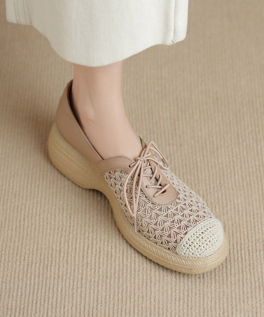 Sheepskin Flat Shoes Splicing Hollow Out Flats