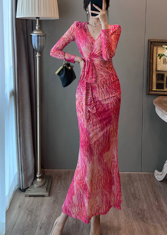 Silm Fit Rose Print Tulle Vacation Dresses Summer