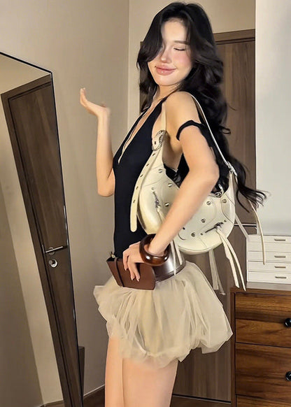 Silm Fit V Neck Halter Vests And Skirts Two Pieces Set Summer