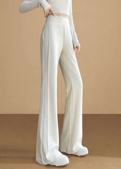 Silm Fit White Highb Waist Cotton Flare Bottoms Pants Fall