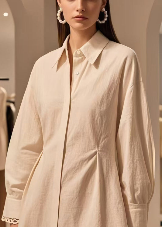 Silm Fit White Hollow Out Cotton Mini Dress Spring