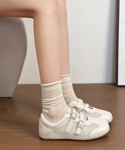 Silver Faux Leather Splicing Chic Breathable Mesh Flat Shoes